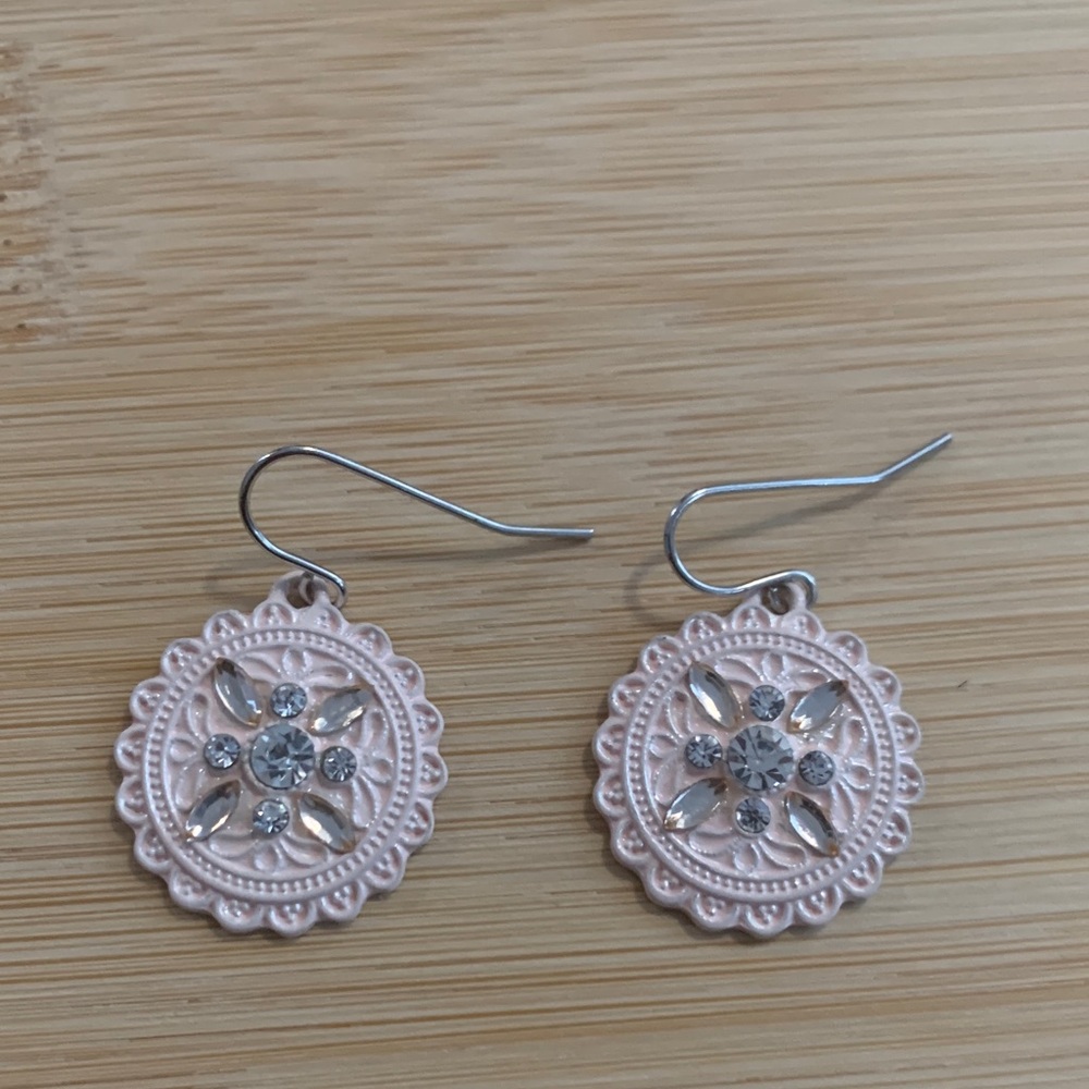 Vintage Pink and Silver Earrings
